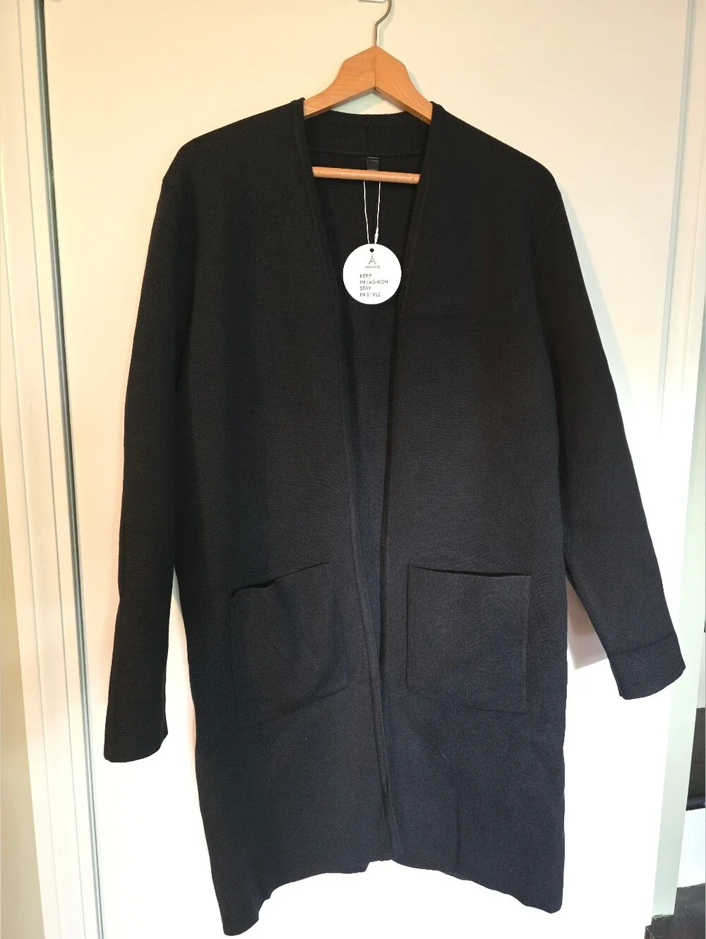 NWT- Anrabess Women's Oversized Long Open Front Cardigan - Black